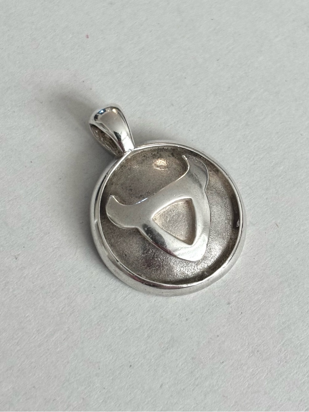 Vtg 925 Silver & 18K White Gold Taurus Zodiac Pendant Greece